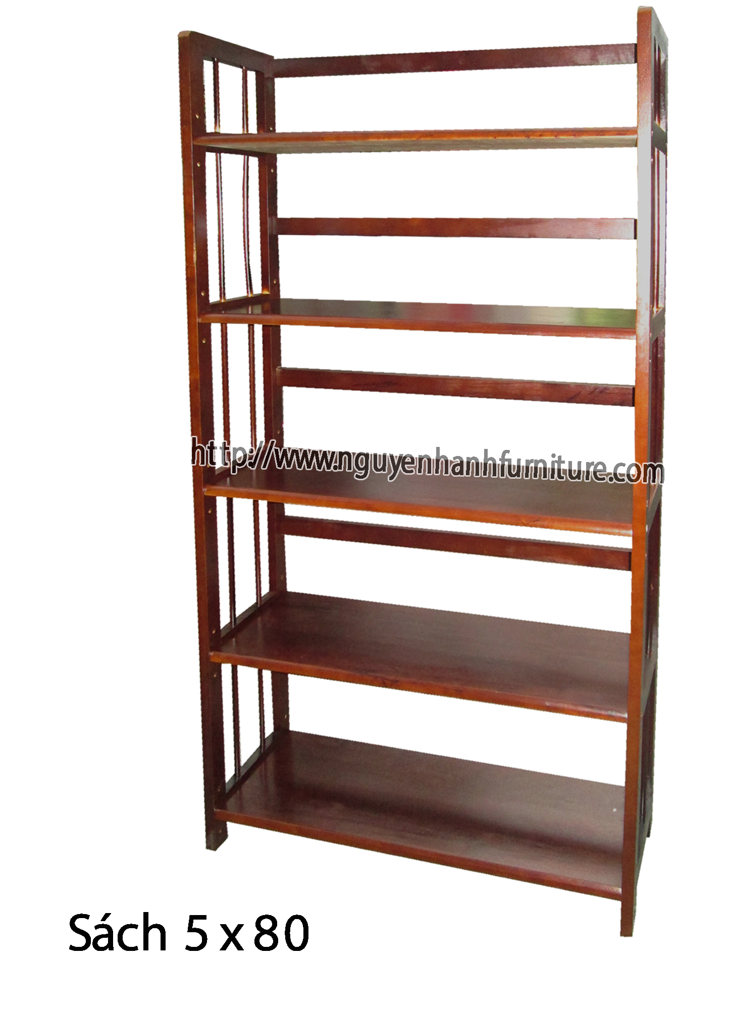 Name product: 5 storey Adjustable Bookshelf 80 (Brown) - Dimensions: 80 x 28 x 157 (H) - Description: Wood natural rubber